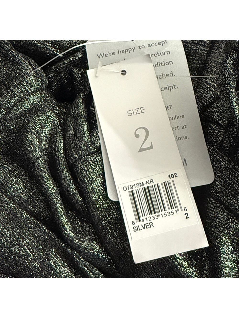 Donna Morgan Cocktail Mini Dress Silver Metallic Sz 2 Pockets $129 - Picture 3 of 5